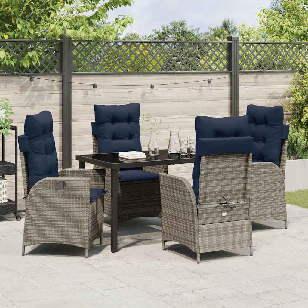 Ensemble de salle à manger pour jardin 5 pcs Gris et Noir Rotin - XIOS
