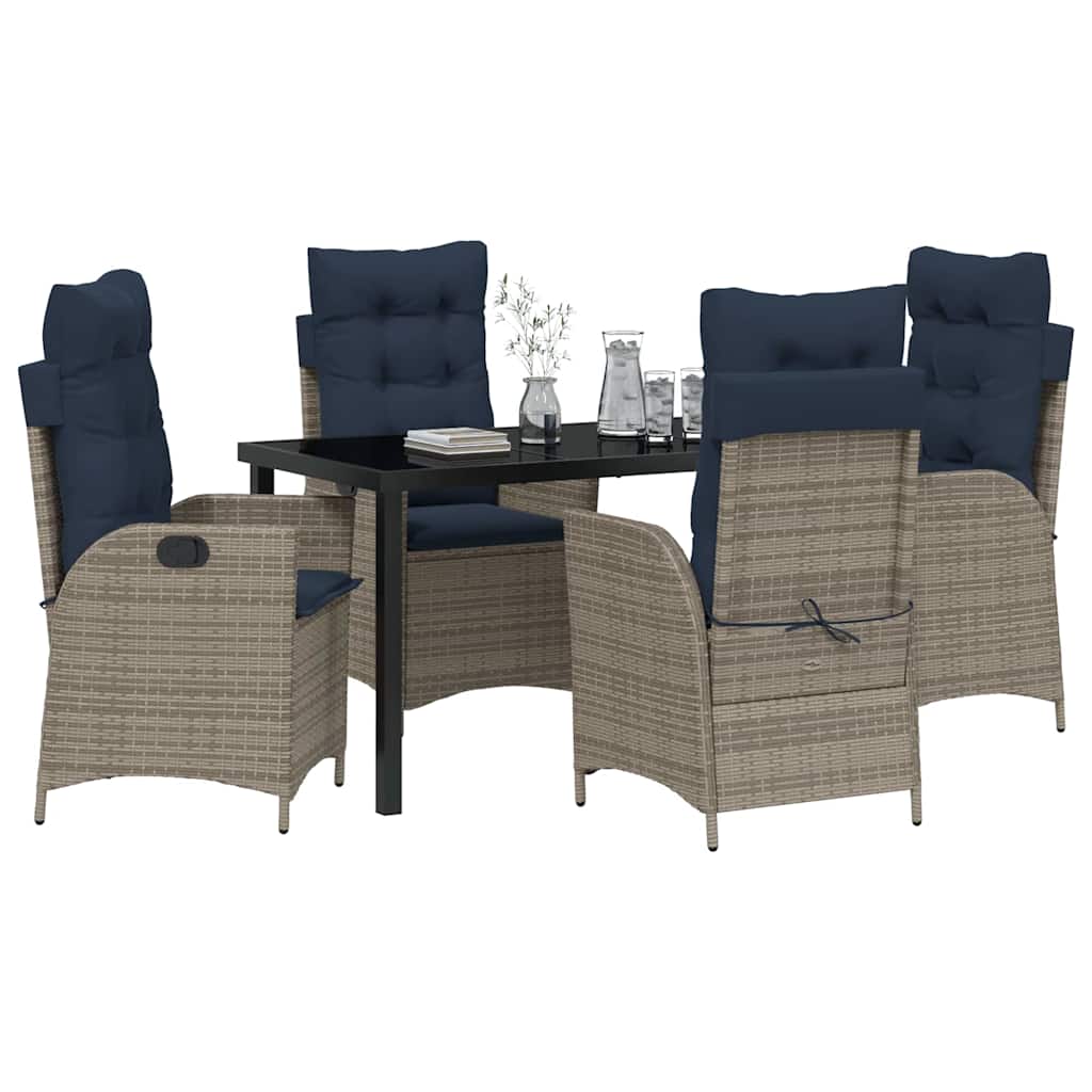 Ensemble de salle à manger pour jardin 5 pcs Gris et Noir Rotin - XIOS
