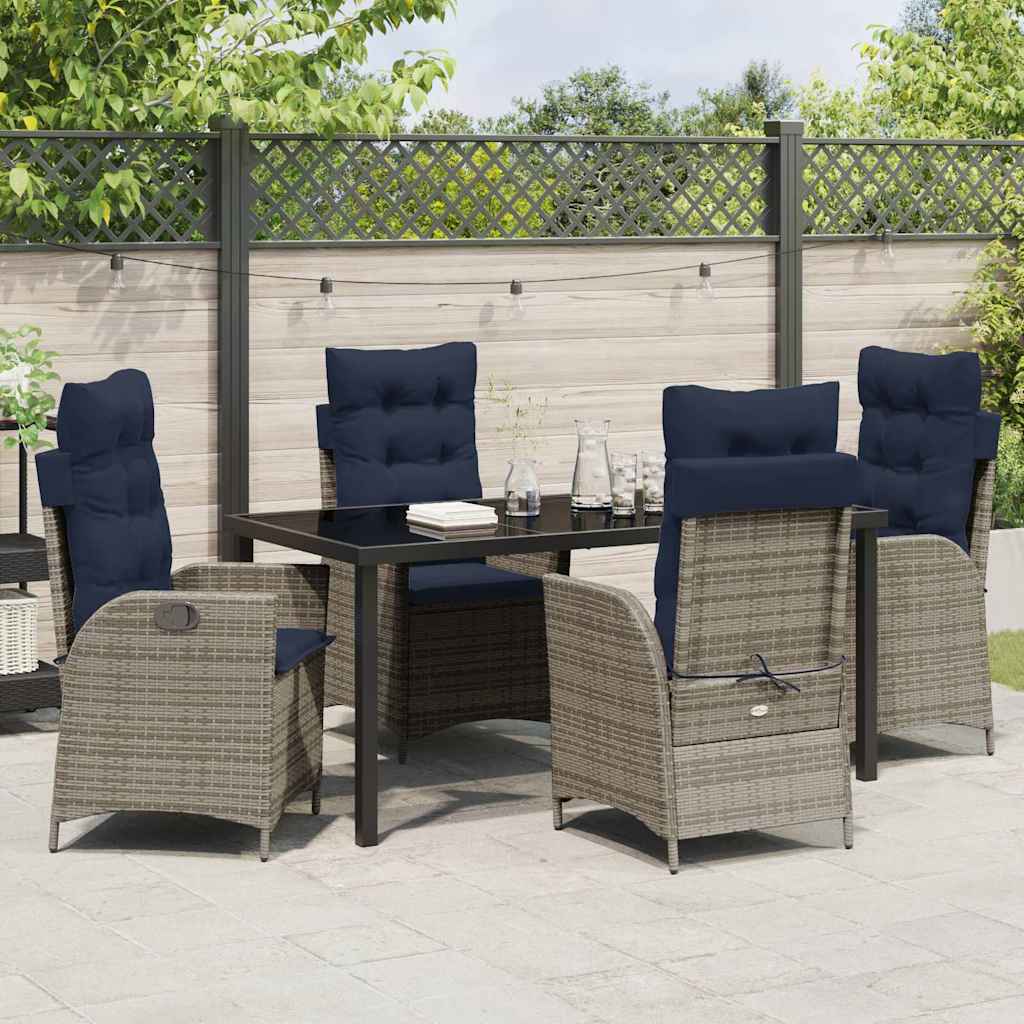 Ensemble de salle à manger pour jardin 5 pcs Gris et Noir Rotin - XIOS