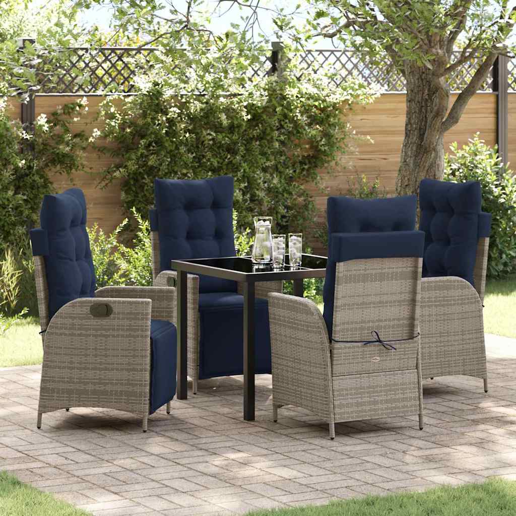 Ensemble de salle à manger pour jardin 5 pcs Gris et Noir Rotin - XIOS