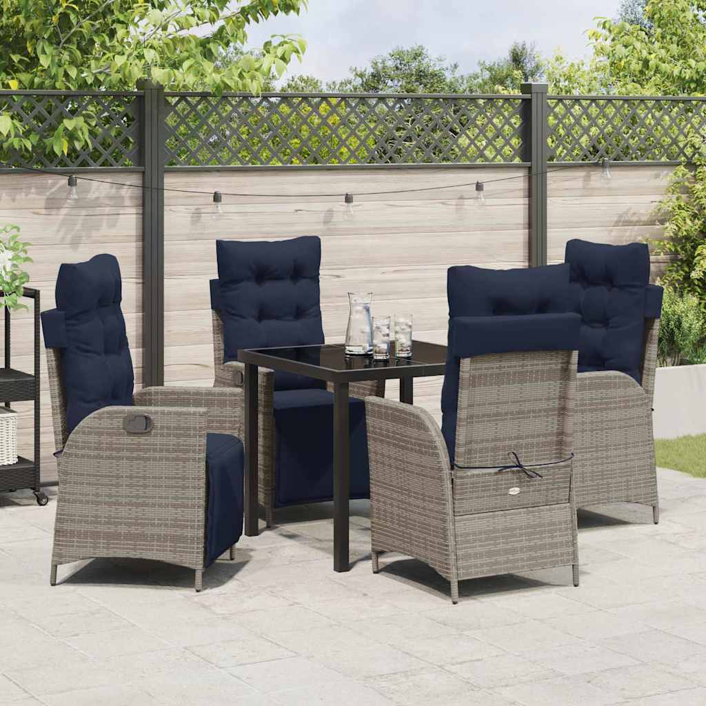 Ensemble de salle à manger pour jardin 5 pcs Gris et Noir Rotin - XIOS