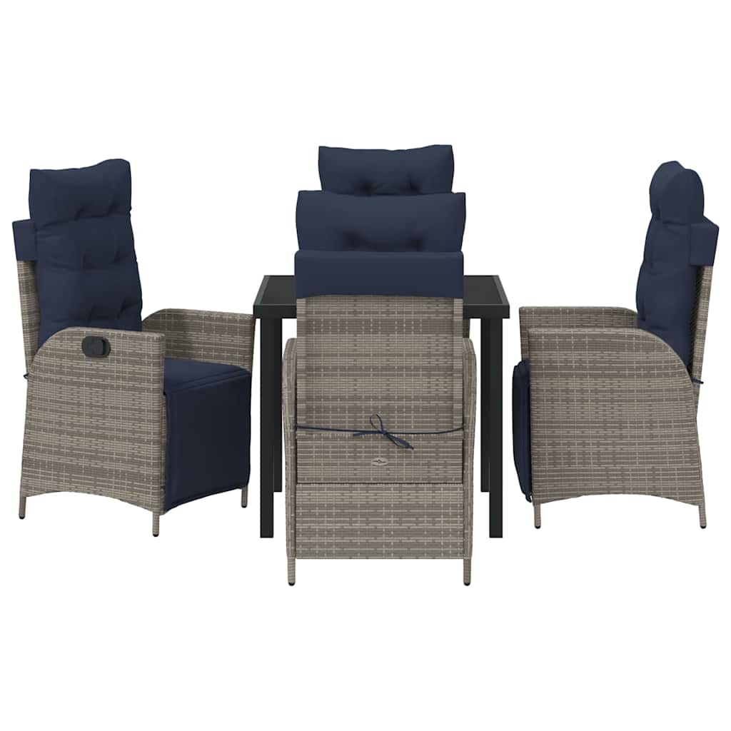 Ensemble de salle à manger pour jardin 5 pcs Gris et Noir Rotin - XIOS