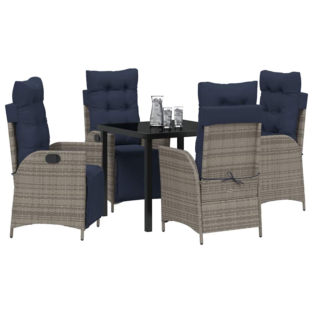 Ensemble de salle à manger pour jardin 5 pcs Gris et Noir Rotin - XIOS