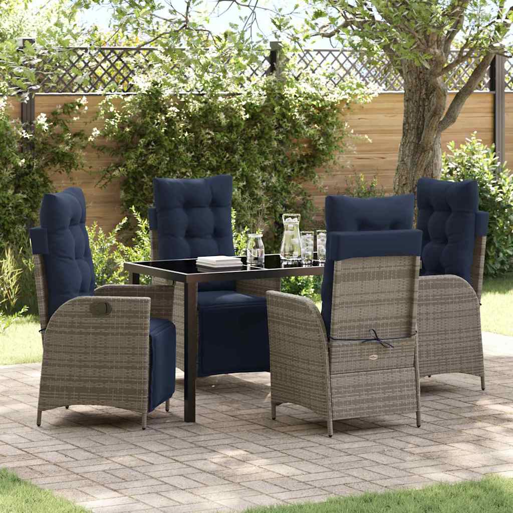 Ensemble de salle à manger pour jardin 5 pcs Gris et Noir Rotin - XIOS
