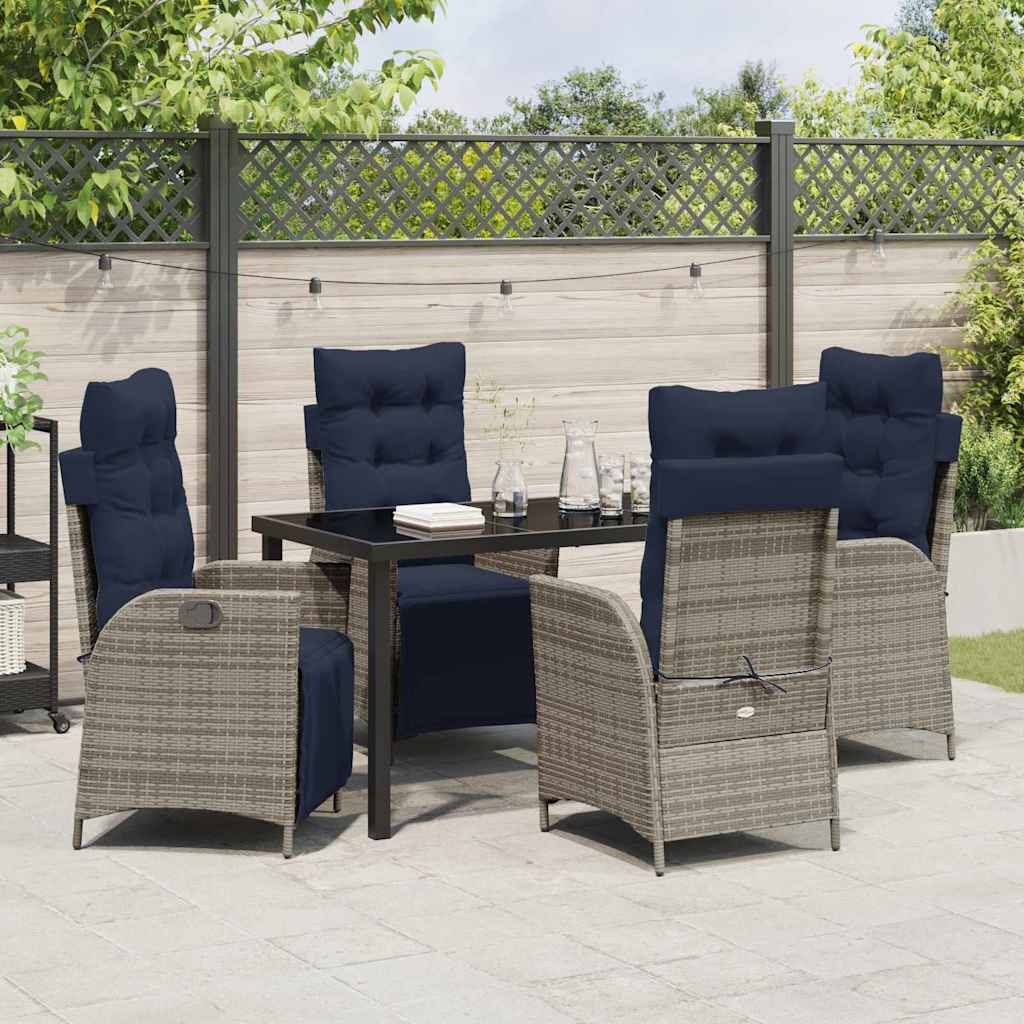 Ensemble de salle à manger pour jardin 5 pcs Gris et Noir Rotin - XIOS