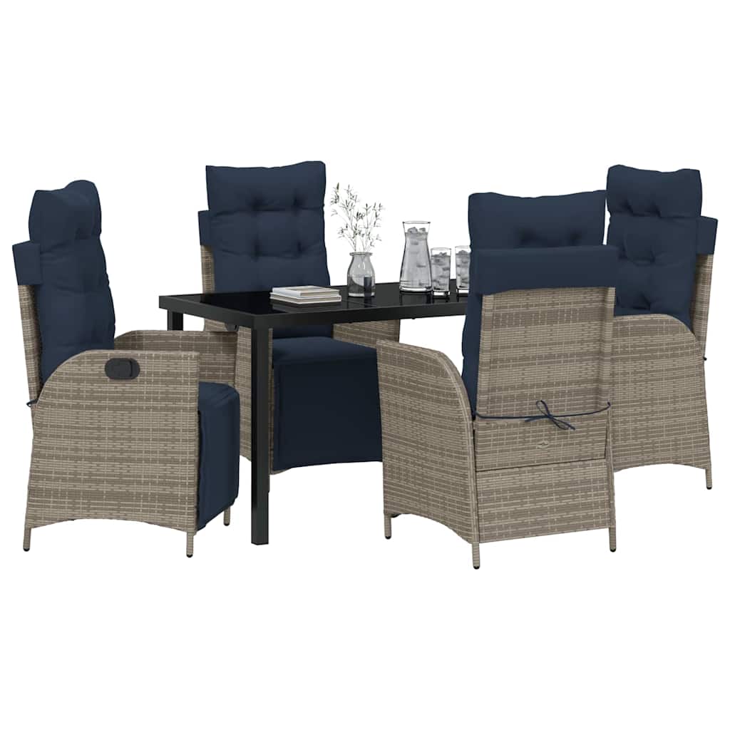 Ensemble de salle à manger pour jardin 5 pcs Gris et Noir Rotin - XIOS