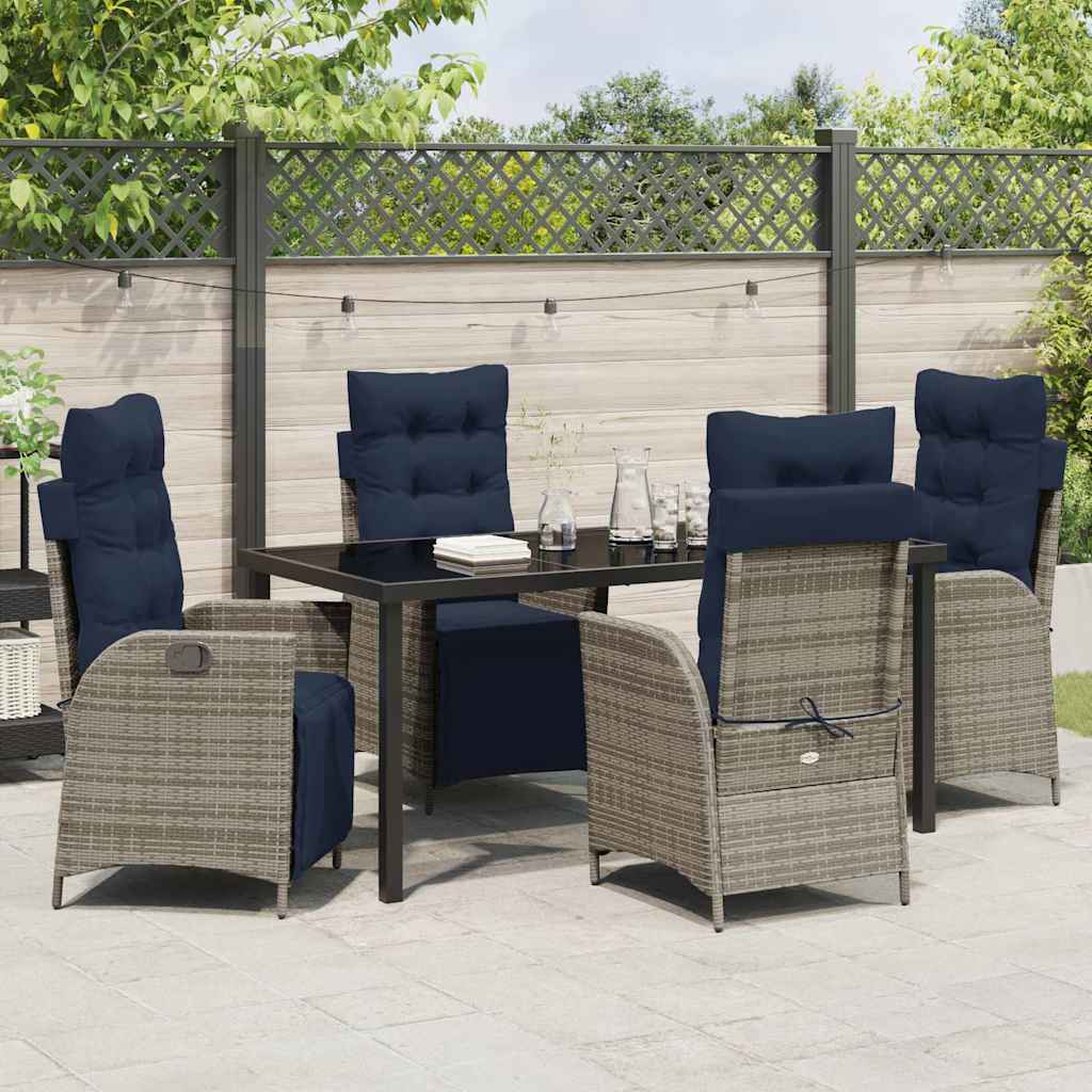 Ensemble de salle à manger pour jardin 5 pcs Gris et Noir Rotin - XIOS