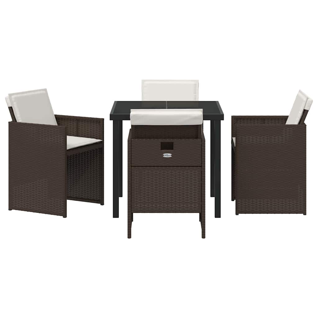 Ensemble de salle à manger pour jardin 5 pcs Marron polyrotin - XIOS