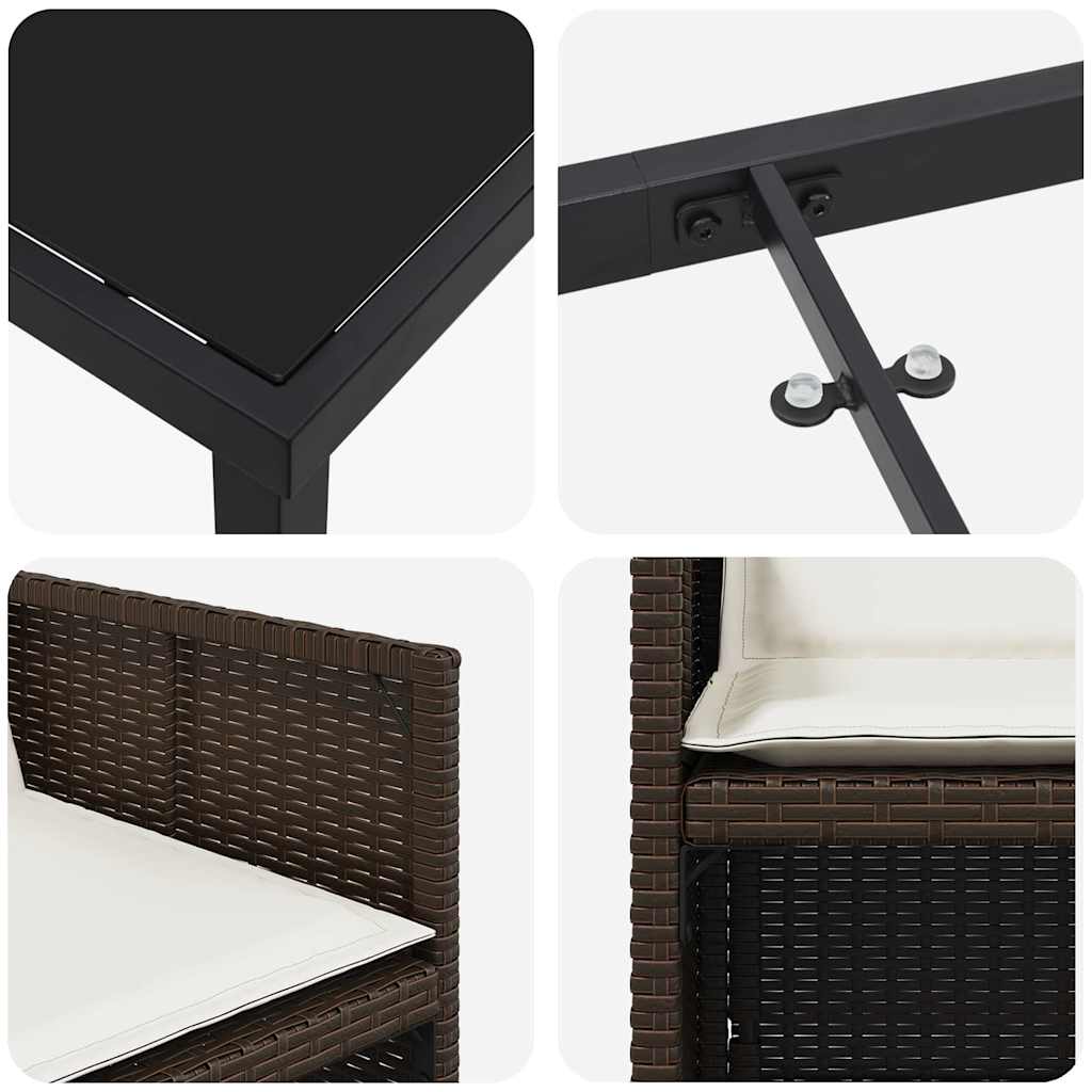 Ensemble de salle à manger pour jardin 5 pcs Marron polyrotin - XIOS