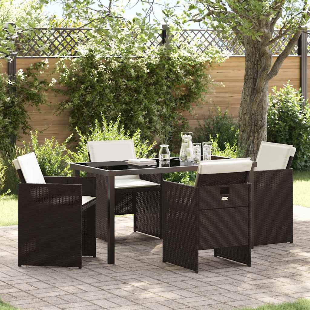 Ensemble de salle à manger pour jardin 5 pcs Marron polyrotin - XIOS