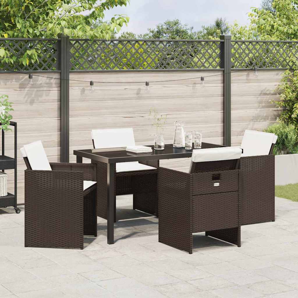 Ensemble de salle à manger pour jardin 5 pcs Marron polyrotin - XIOS