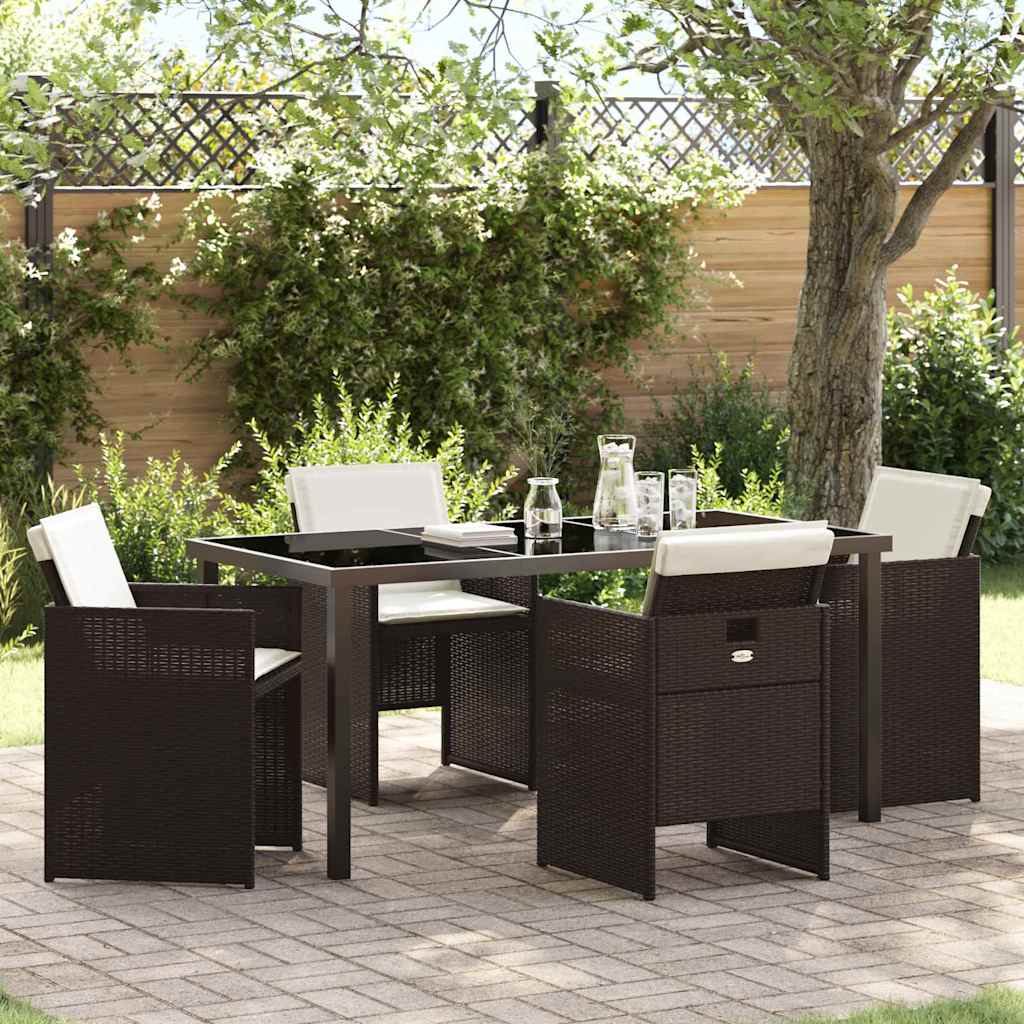 Ensemble de salle à manger pour jardin 5 pcs Marron polyrotin - XIOS