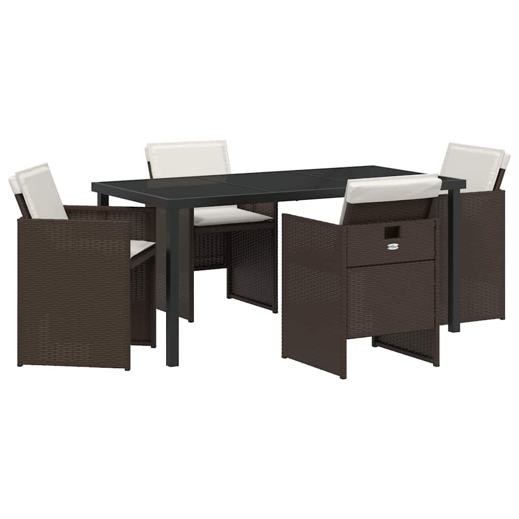 Ensemble de salle à manger pour jardin 5 pcs Marron polyrotin - XIOS