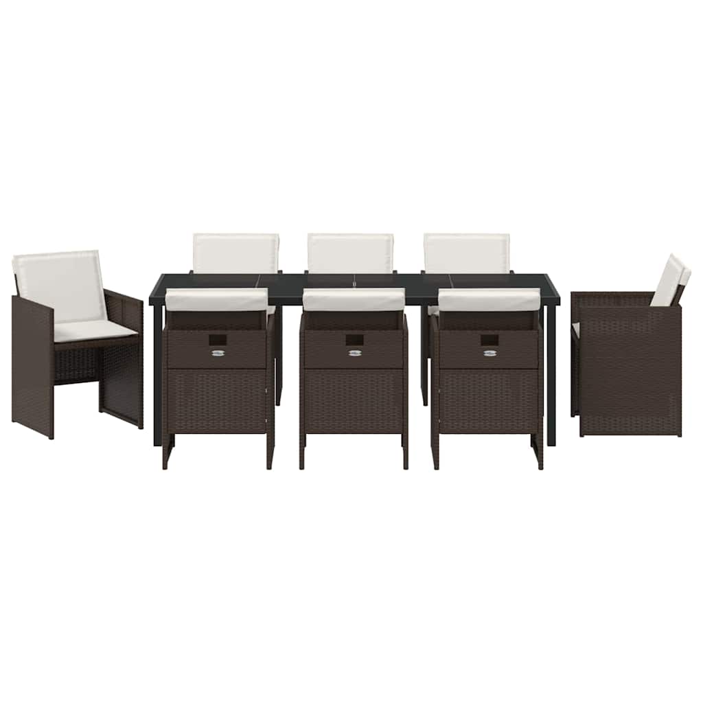 Ensemble de salle à manger pour jardin 9 pcs Marron polyrotin - XIOS