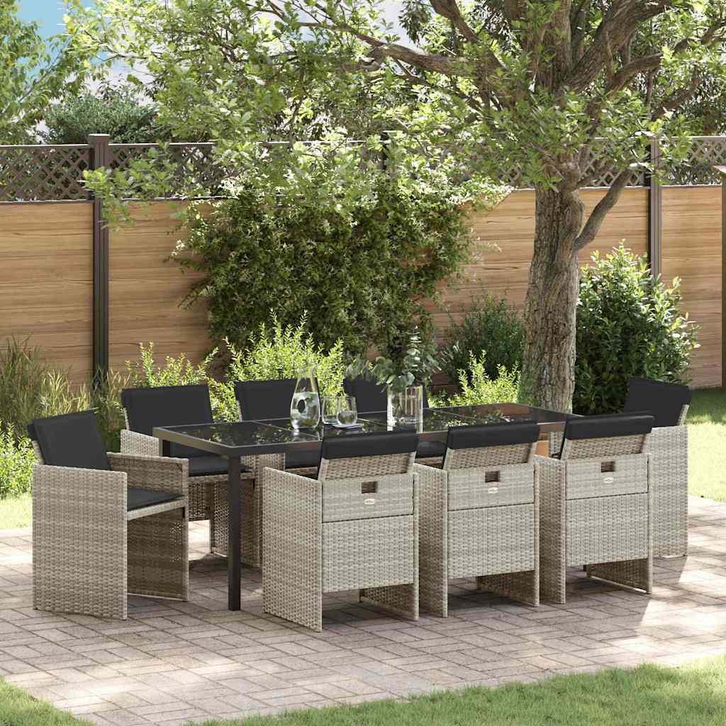 Ensemble de salle à manger pour jardin 9 pcs Gris clair - XIOS