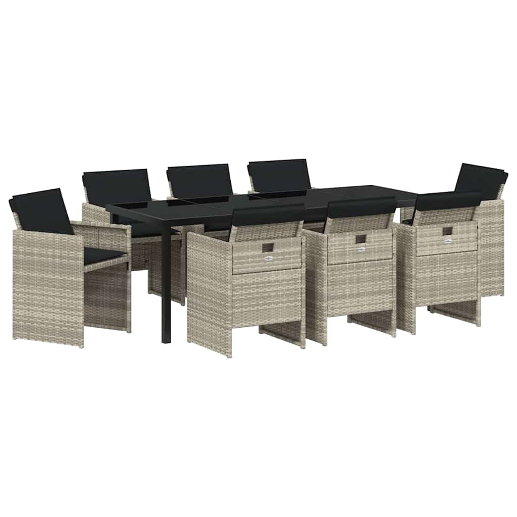 Ensemble de salle à manger pour jardin 9 pcs Gris clair - XIOS