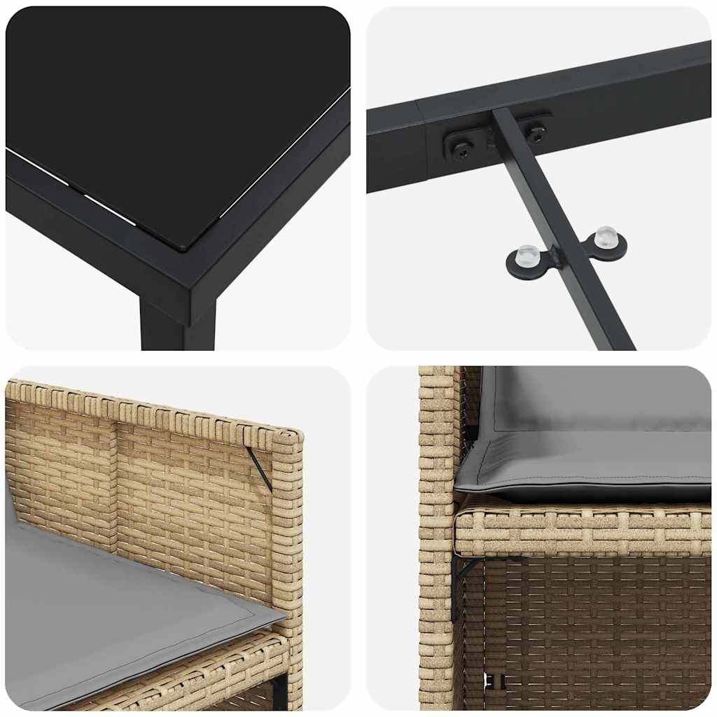 Ensemble de salle à manger pour jardin 5 pcs Beige polyrotin - XIOS