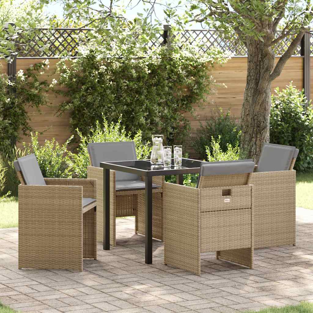 Ensemble de salle à manger pour jardin 5 pcs Beige polyrotin - XIOS