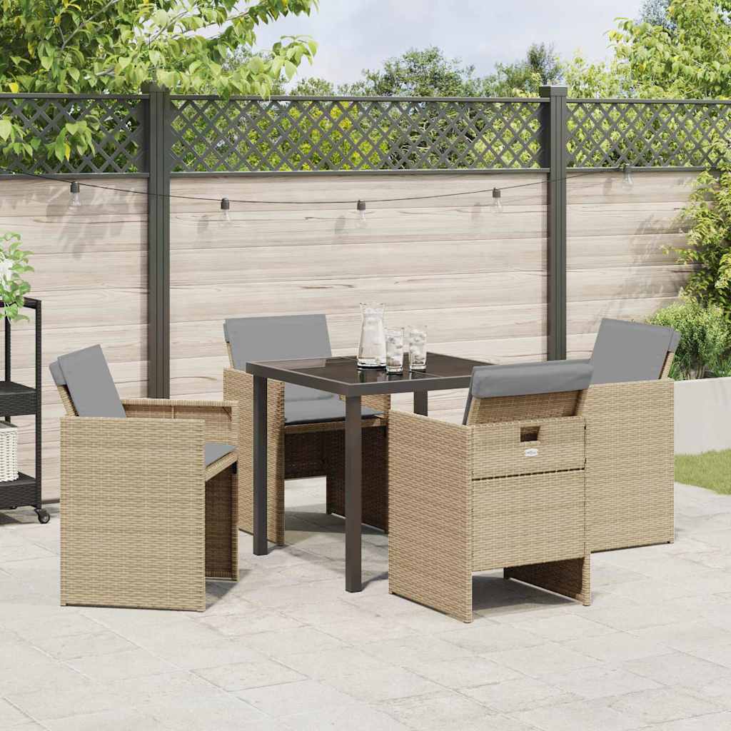 Ensemble de salle à manger pour jardin 5 pcs Beige polyrotin - XIOS