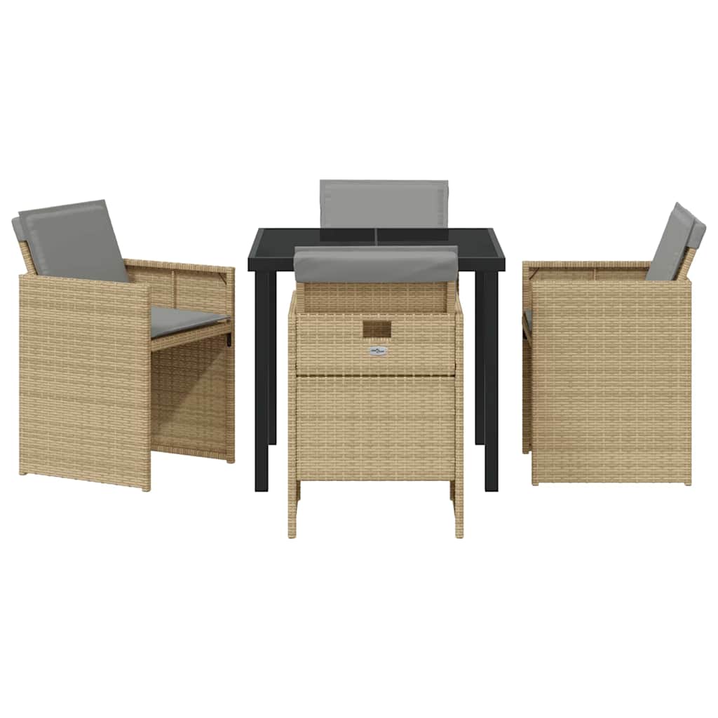 Ensemble de salle à manger pour jardin 5 pcs Beige polyrotin - XIOS