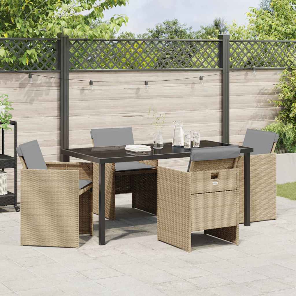 Ensemble de salle à manger pour jardin 5 pcs Beige polyrotin - XIOS