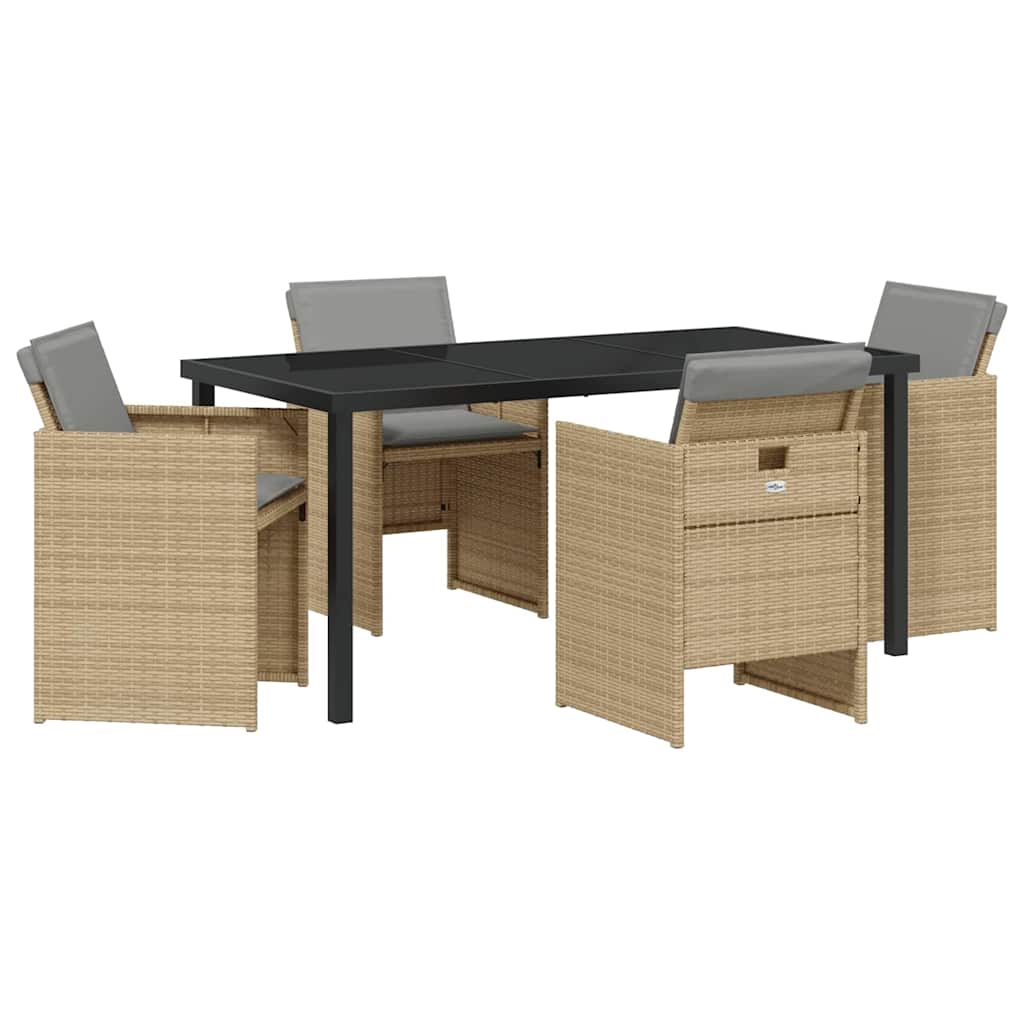 Ensemble de salle à manger pour jardin 5 pcs Beige polyrotin - XIOS
