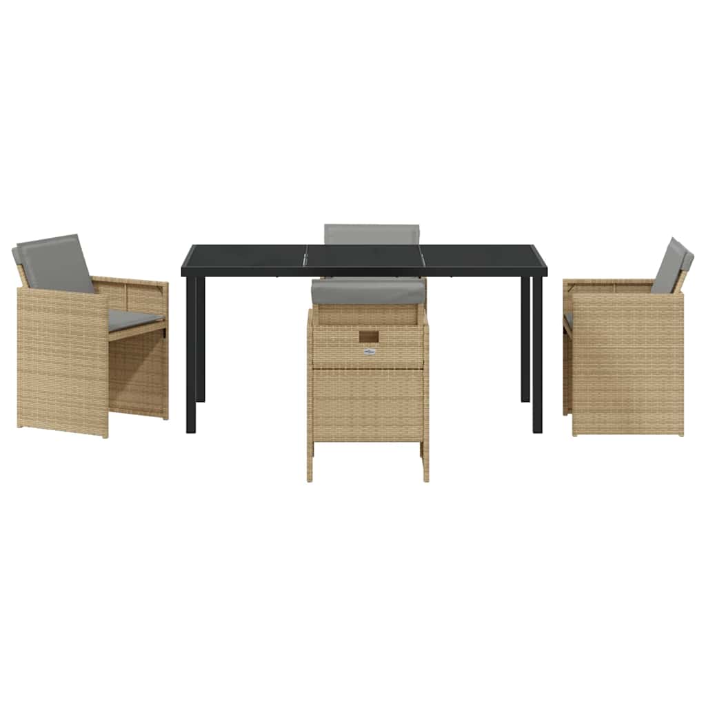 Ensemble de salle à manger pour jardin 5 pcs Beige polyrotin - XIOS
