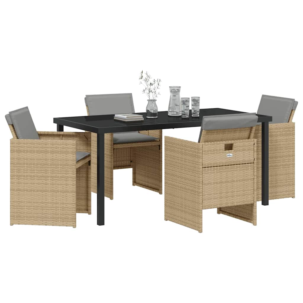 Ensemble de salle à manger pour jardin 5 pcs Beige polyrotin - XIOS
