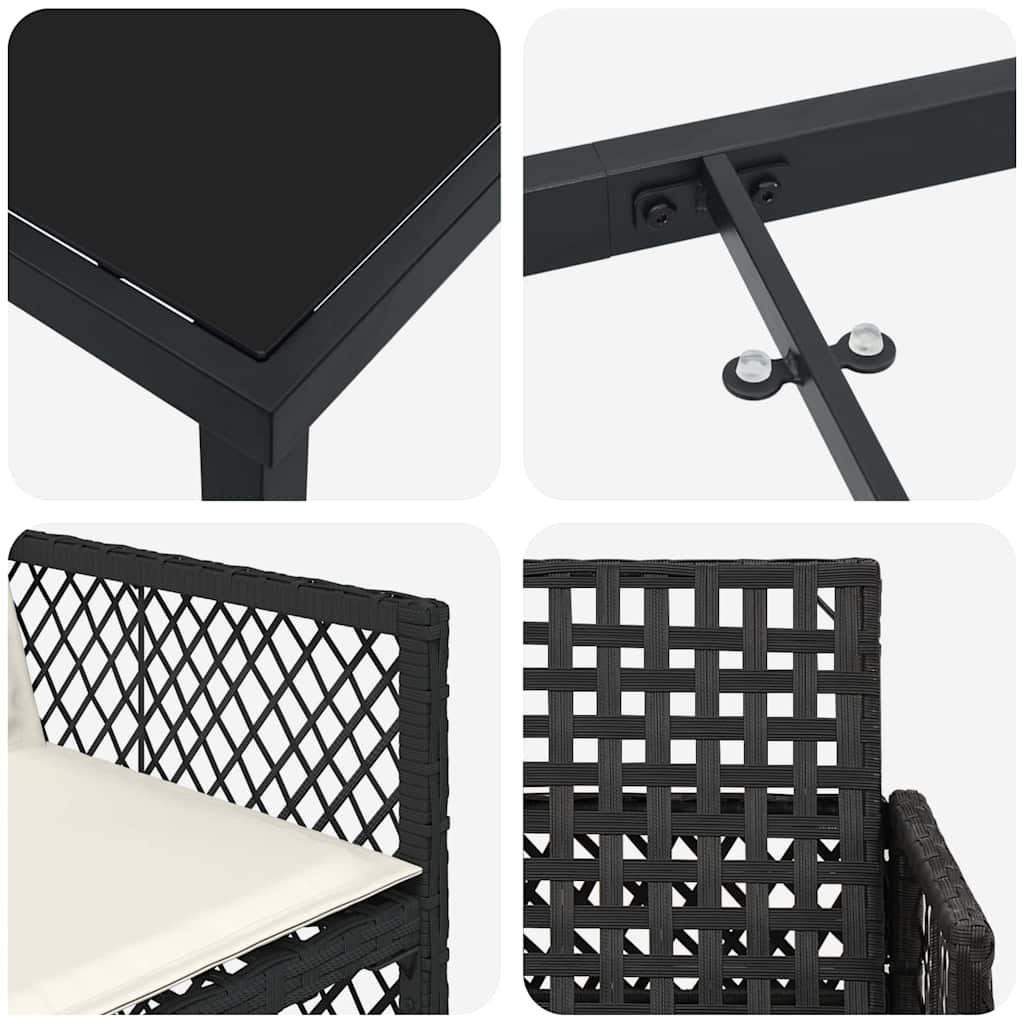 Ensemble de salle à manger pour jardin 5 pcs Noir polyrotin - XIOS