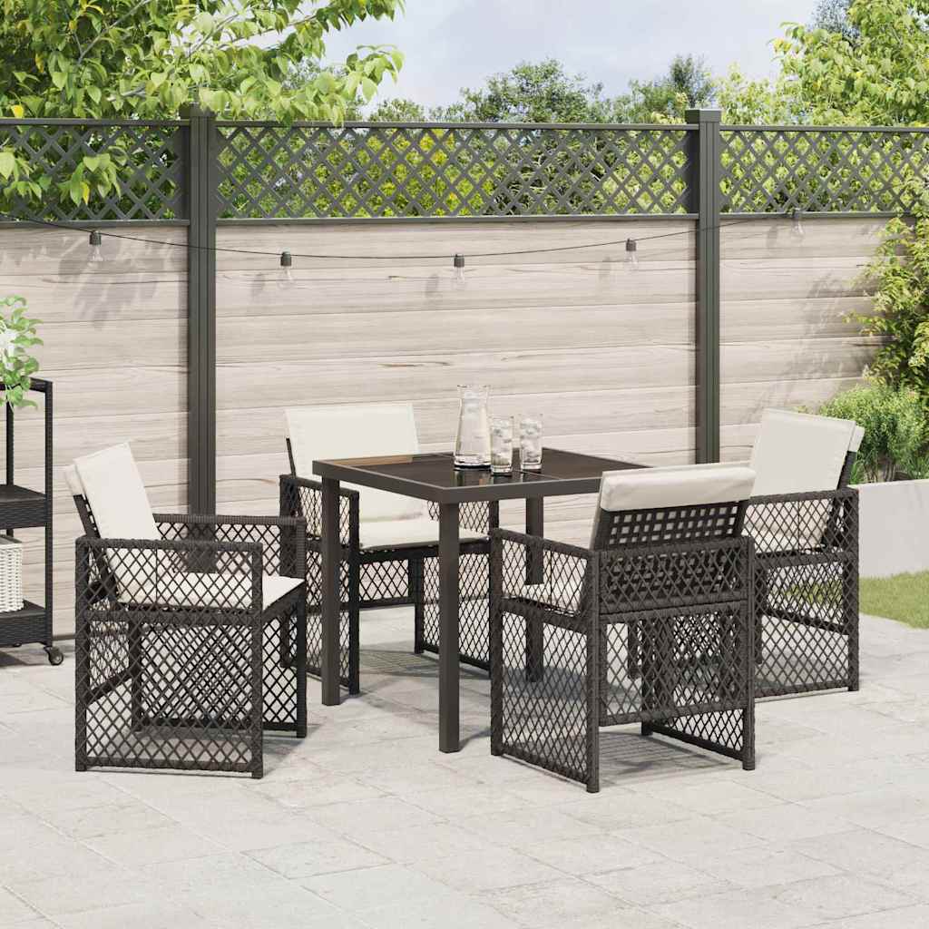Ensemble de salle à manger pour jardin 5 pcs Noir polyrotin - XIOS