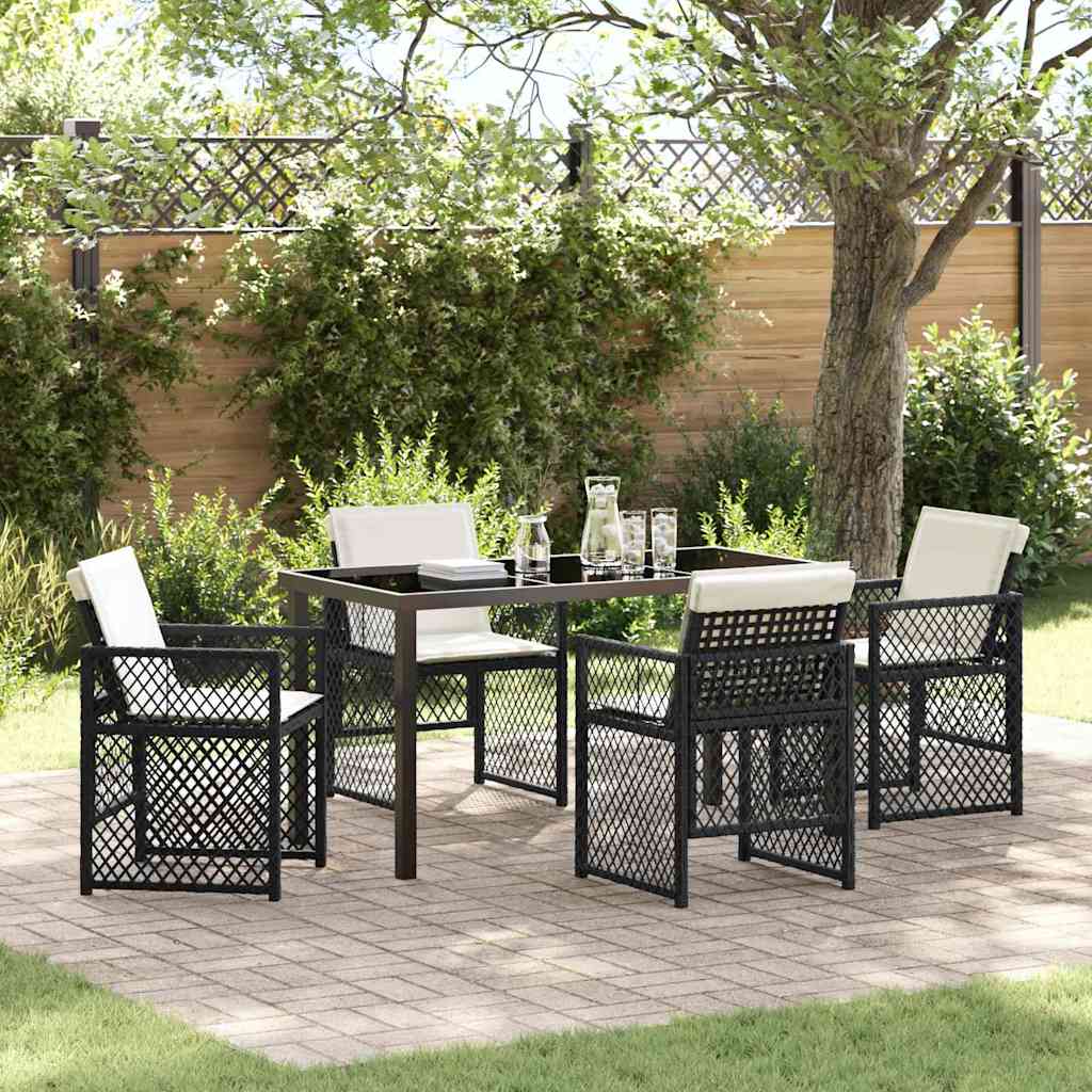 Ensemble de salle à manger pour jardin 5 pcs Noir polyrotin - XIOS