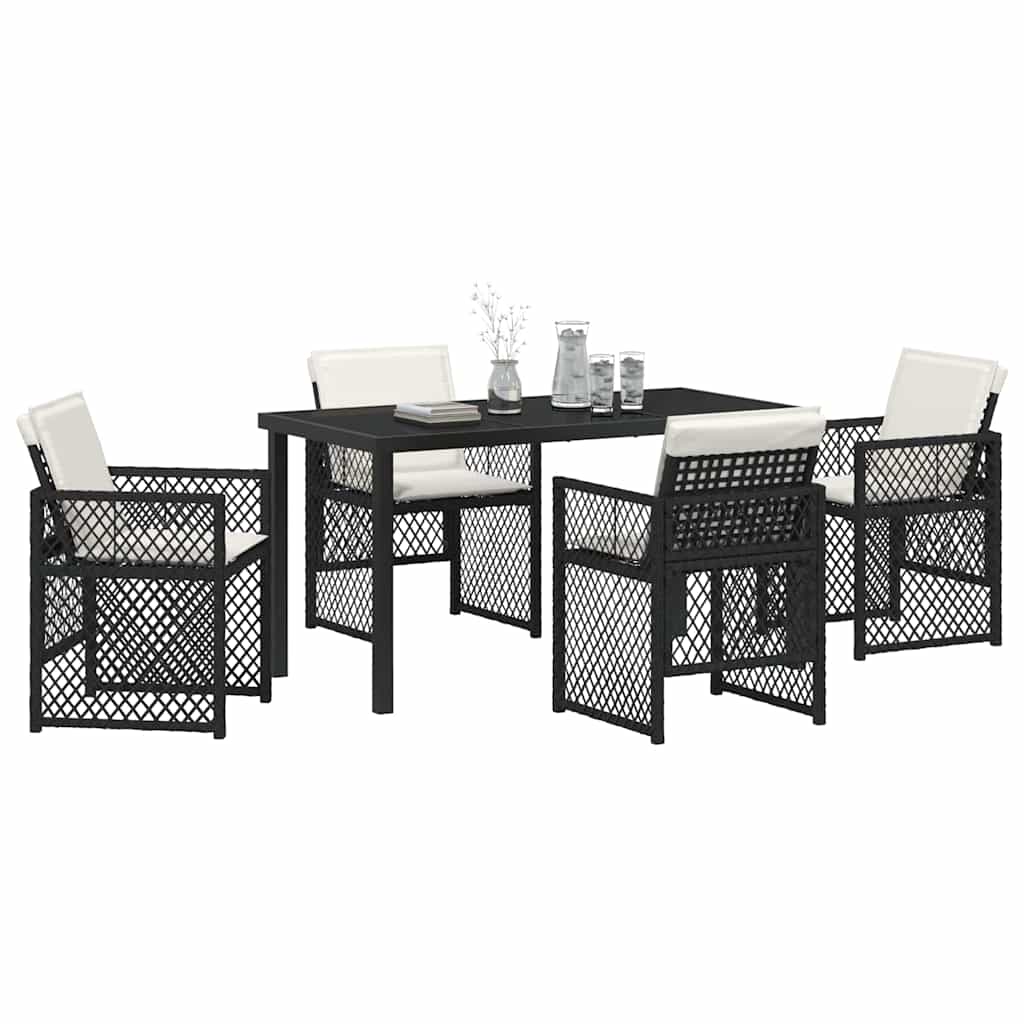 Ensemble de salle à manger pour jardin 5 pcs Noir polyrotin - XIOS