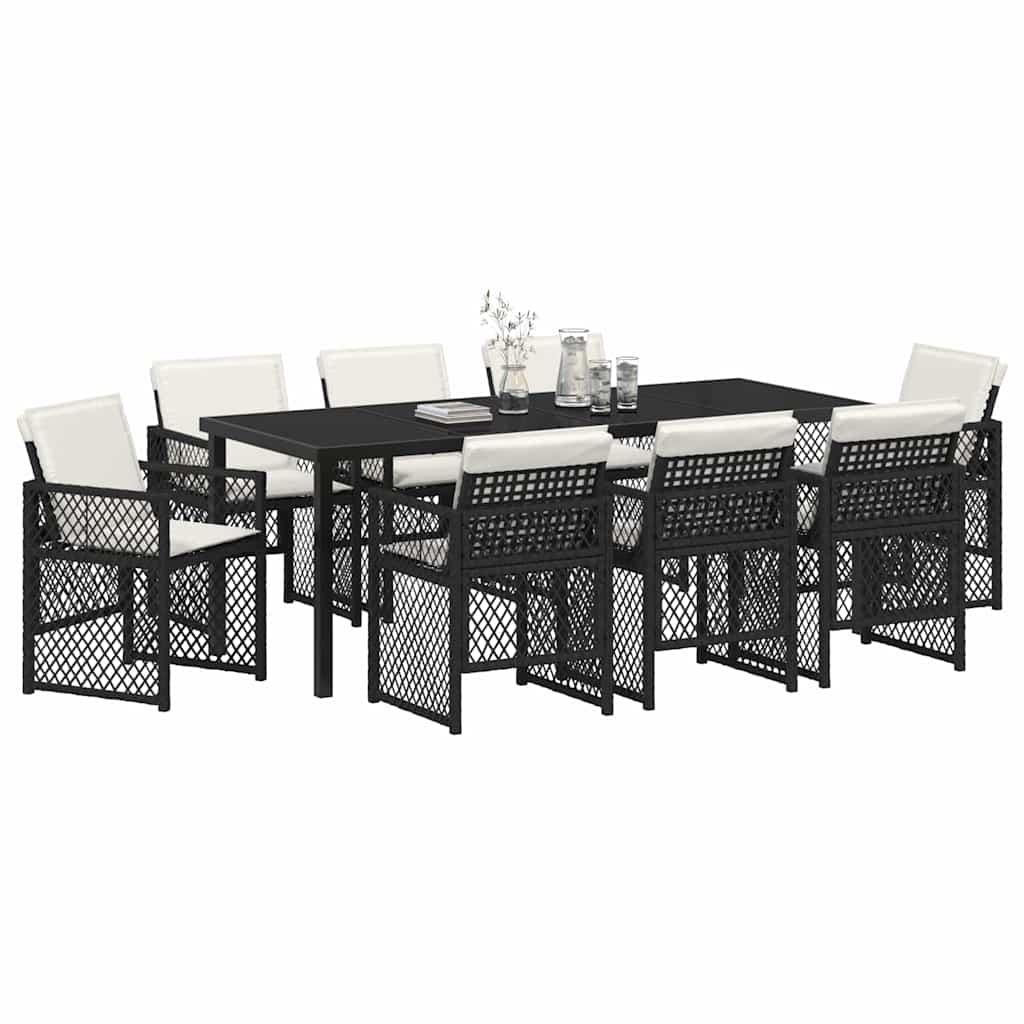 Ensemble de salle à manger pour jardin 9 pcs Noir polyrotin - XIOS