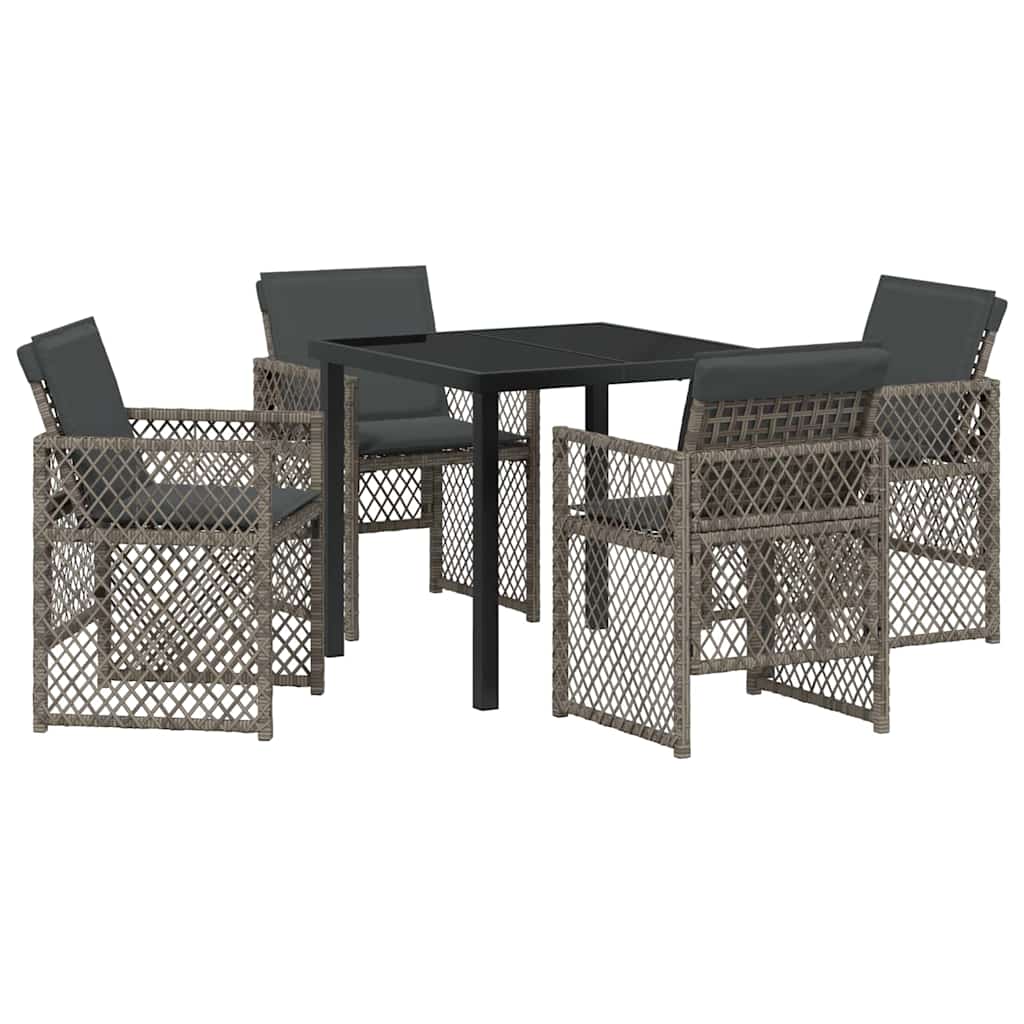 Ensemble de salle à manger pour jardin 5 pcs Gris polyrotin - XIOS