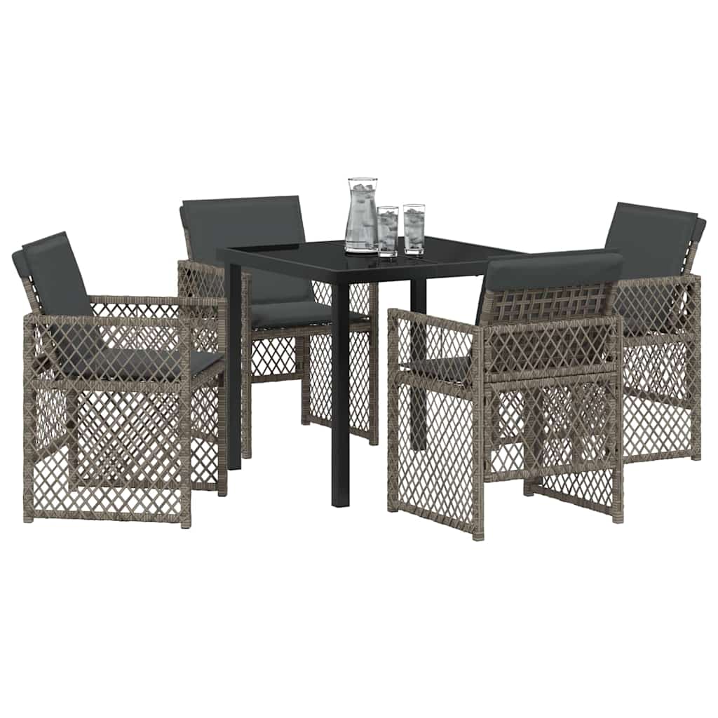 Ensemble de salle à manger pour jardin 5 pcs Gris polyrotin - XIOS