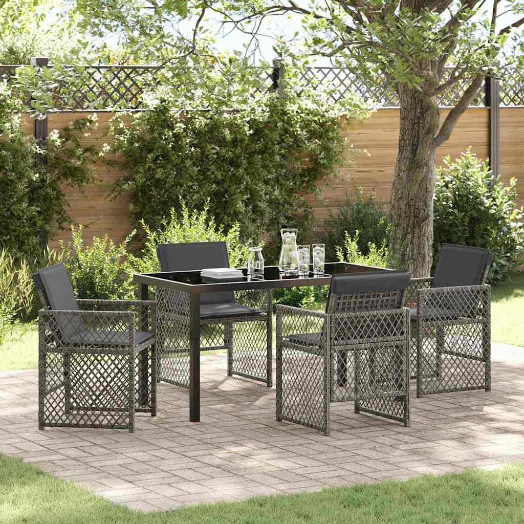 Ensemble de salle à manger pour jardin 5 pcs Gris polyrotin - XIOS