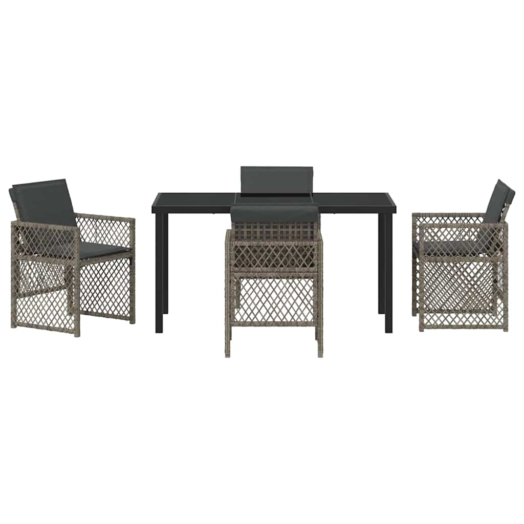 Ensemble de salle à manger pour jardin 5 pcs Gris polyrotin - XIOS