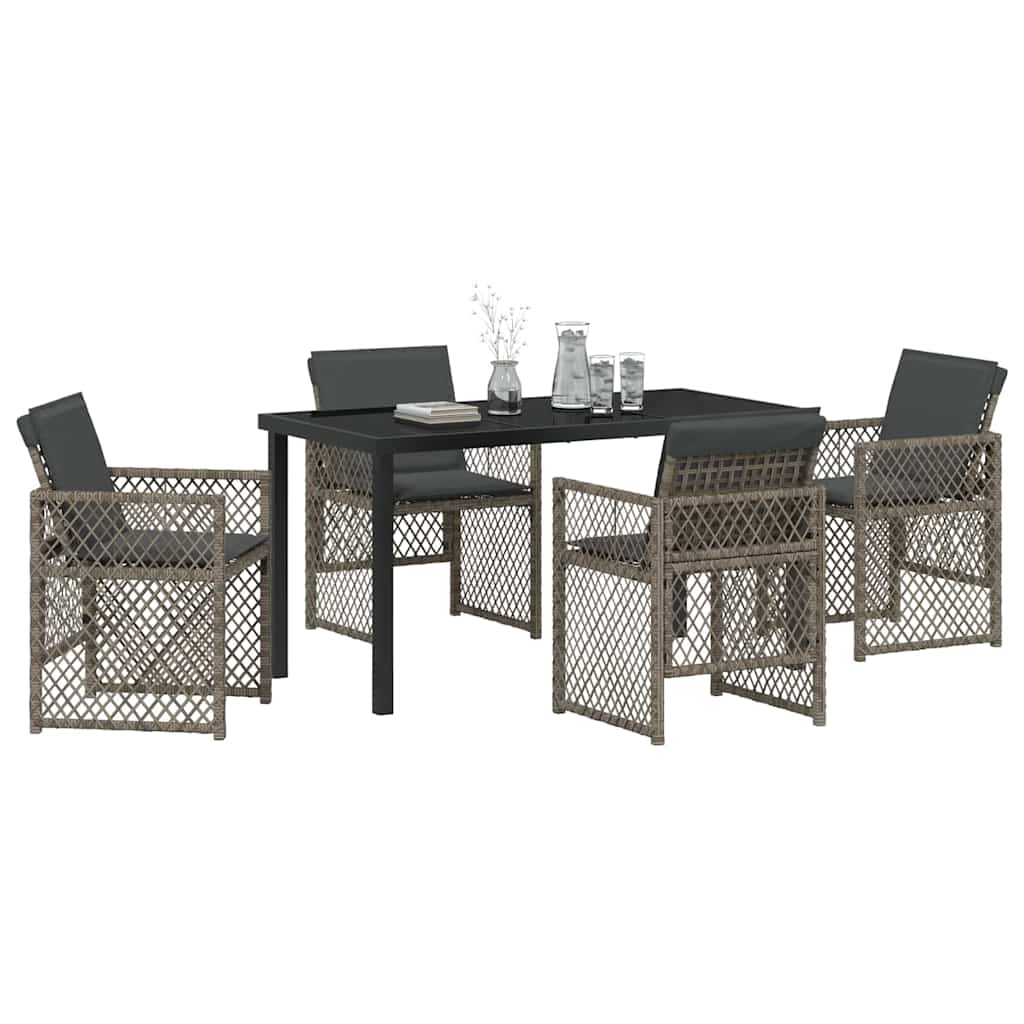 Ensemble de salle à manger pour jardin 5 pcs Gris polyrotin - XIOS
