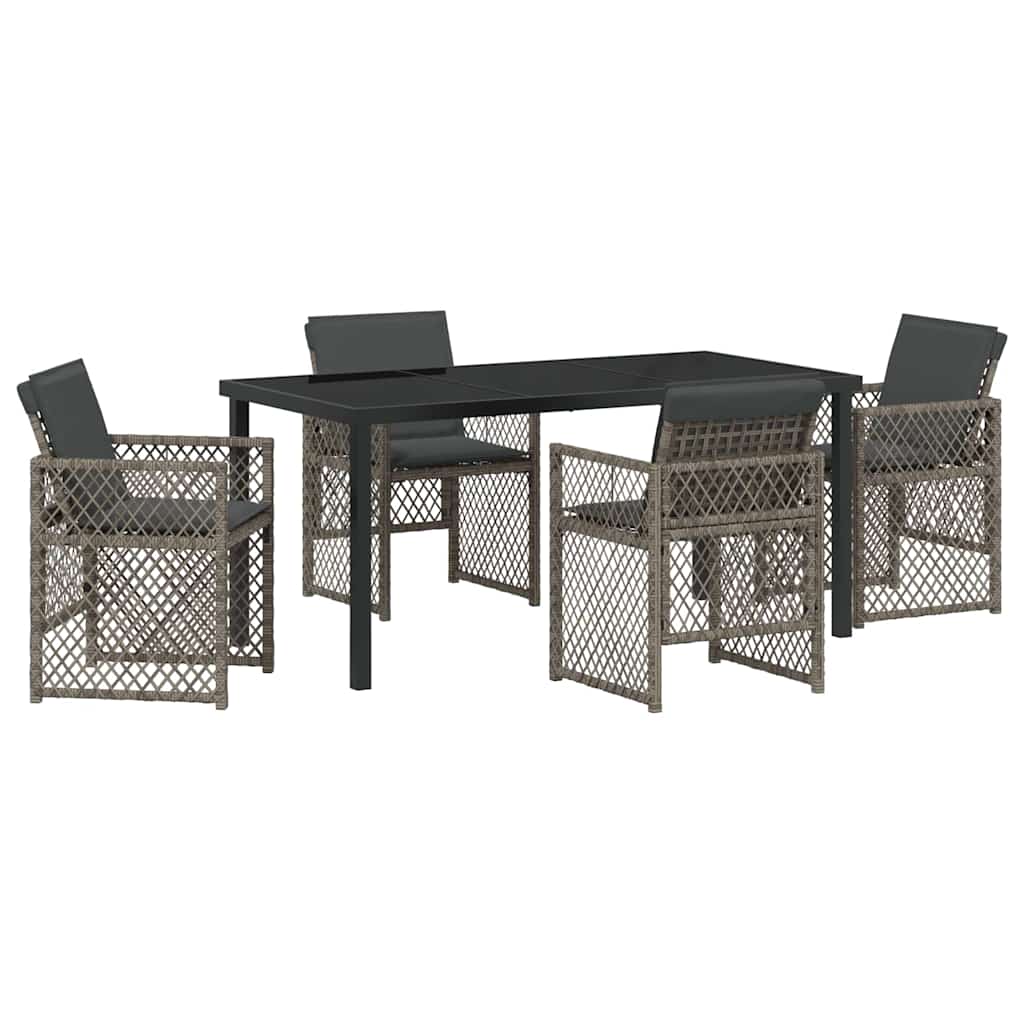 Ensemble de salle à manger pour jardin 5 pcs Gris polyrotin - XIOS