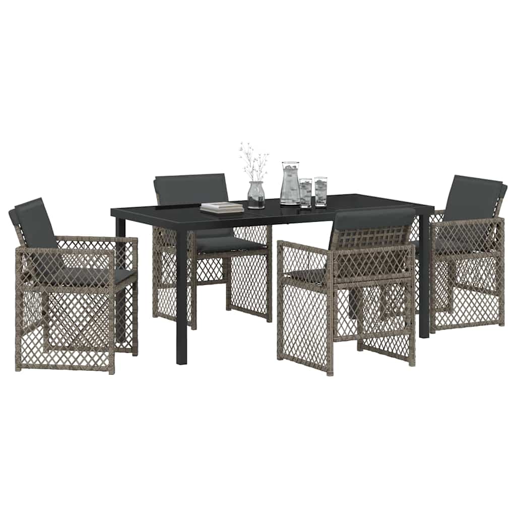 Ensemble de salle à manger pour jardin 5 pcs Gris polyrotin - XIOS