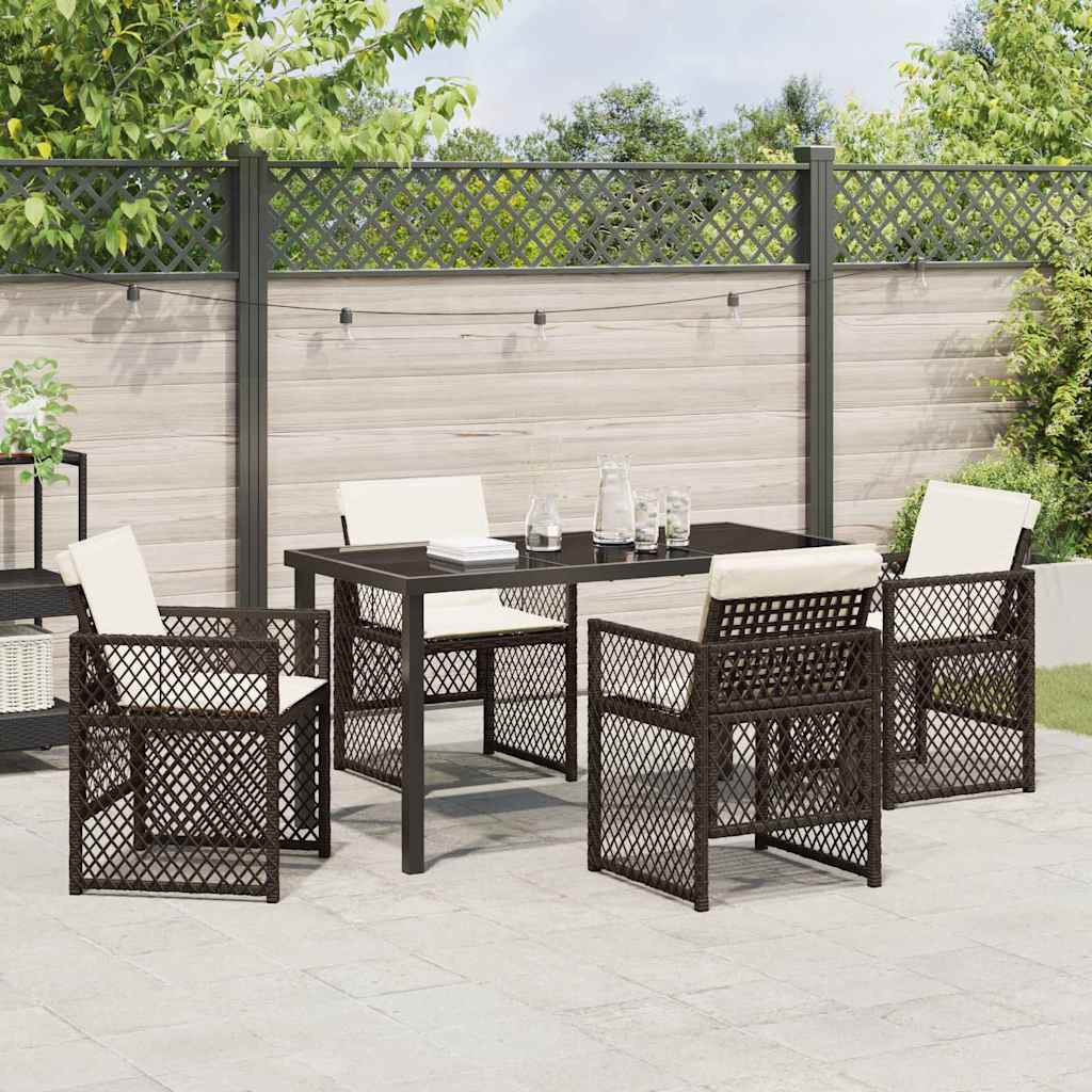 Ensemble de salle à manger pour jardin 5 pcs Marron polyrotin - XIOS