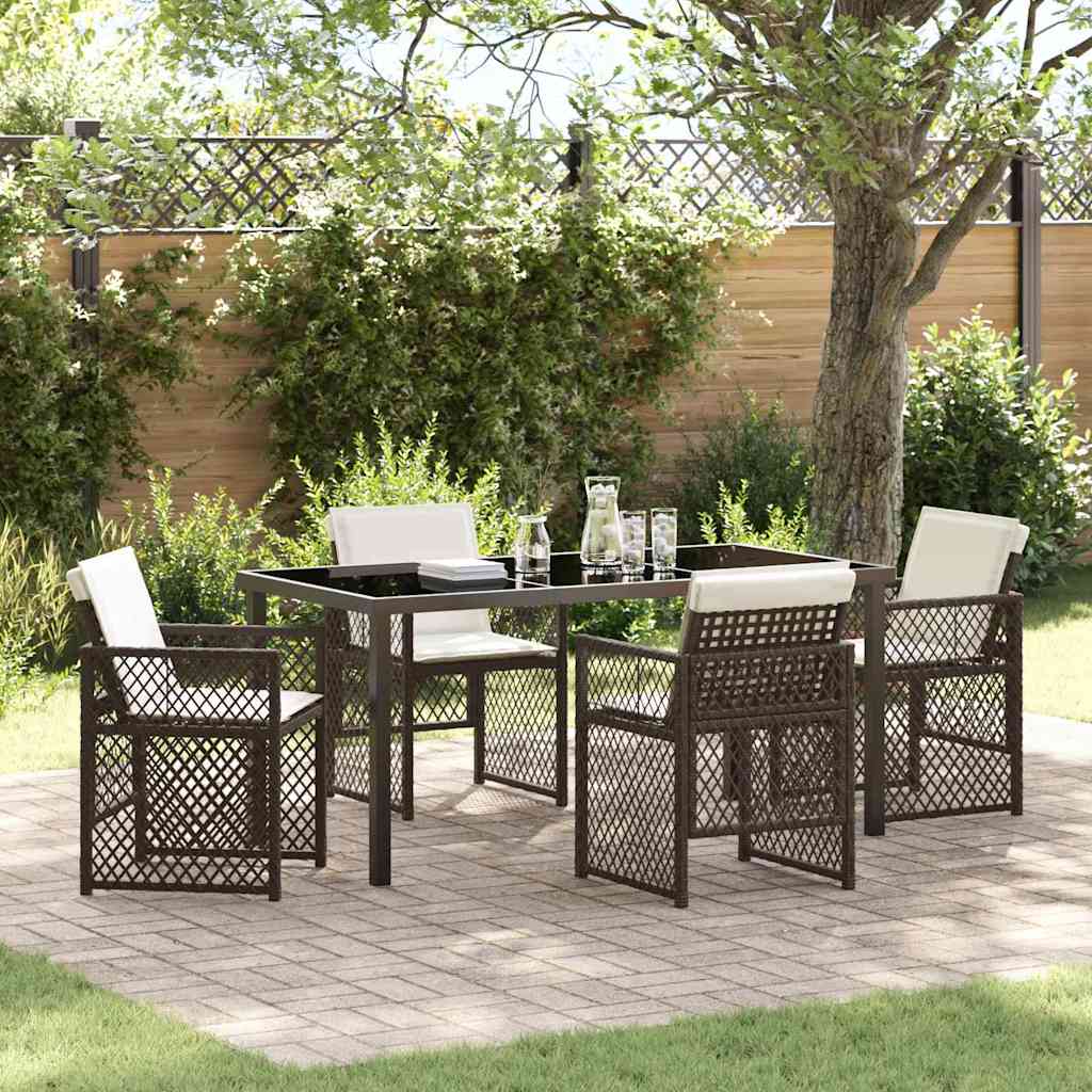 Ensemble de salle à manger pour jardin 5 pcs Marron polyrotin - XIOS