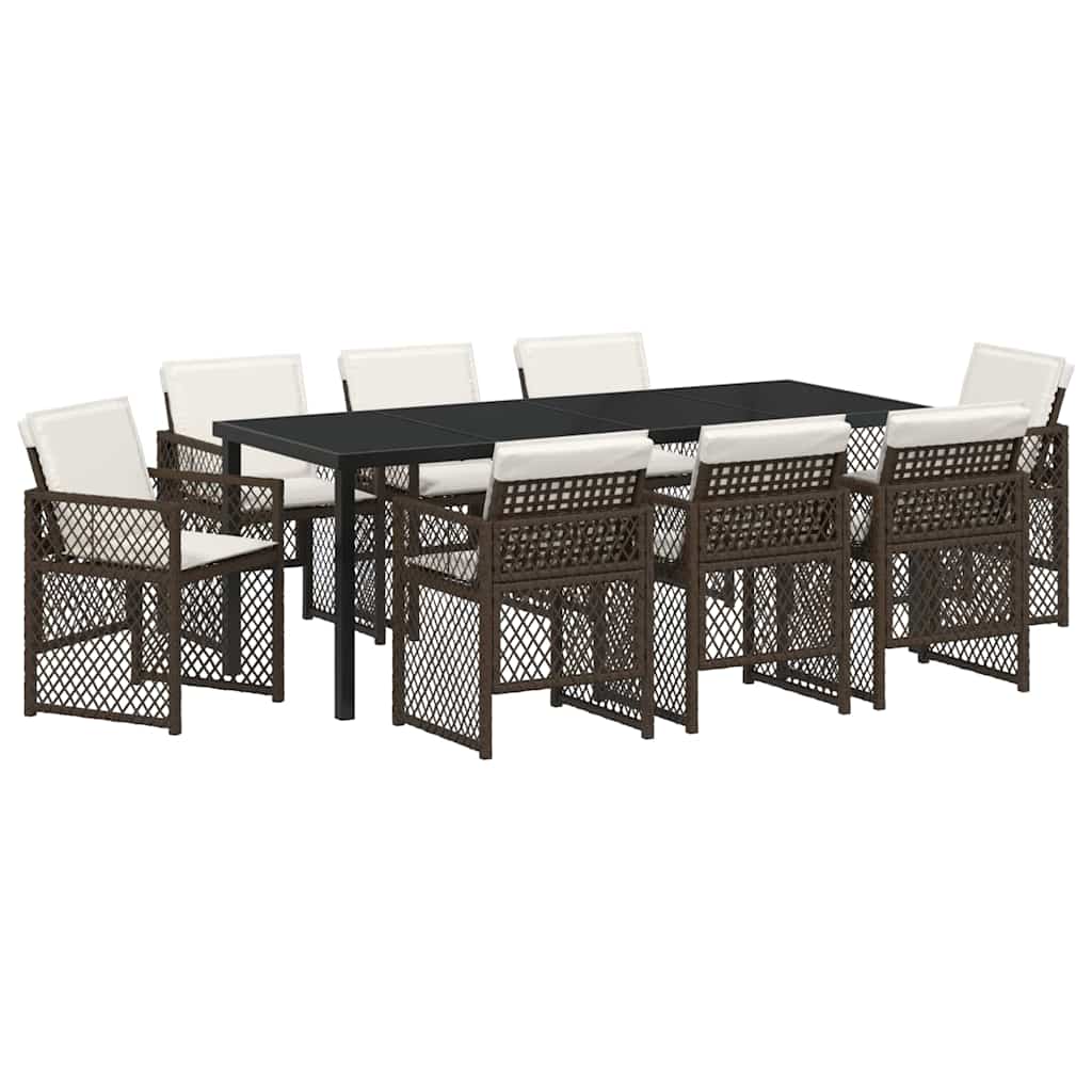 Ensemble de salle à manger pour jardin 9 pcs Marron polyrotin - XIOS