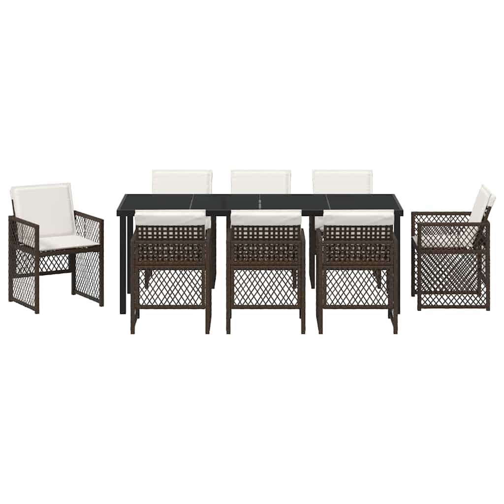 Ensemble de salle à manger pour jardin 9 pcs Marron polyrotin - XIOS