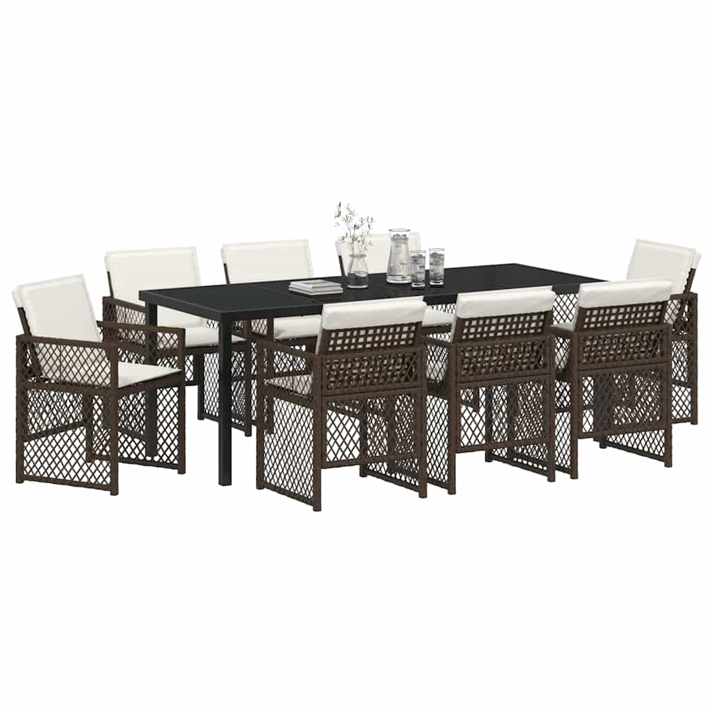 Ensemble de salle à manger pour jardin 9 pcs Marron polyrotin - XIOS