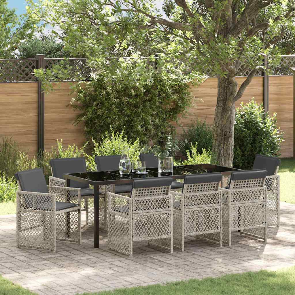Ensemble de salle à manger pour jardin 9 pcs Gris clair - XIOS