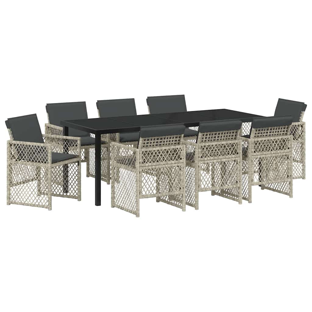 Ensemble de salle à manger pour jardin 9 pcs Gris clair - XIOS