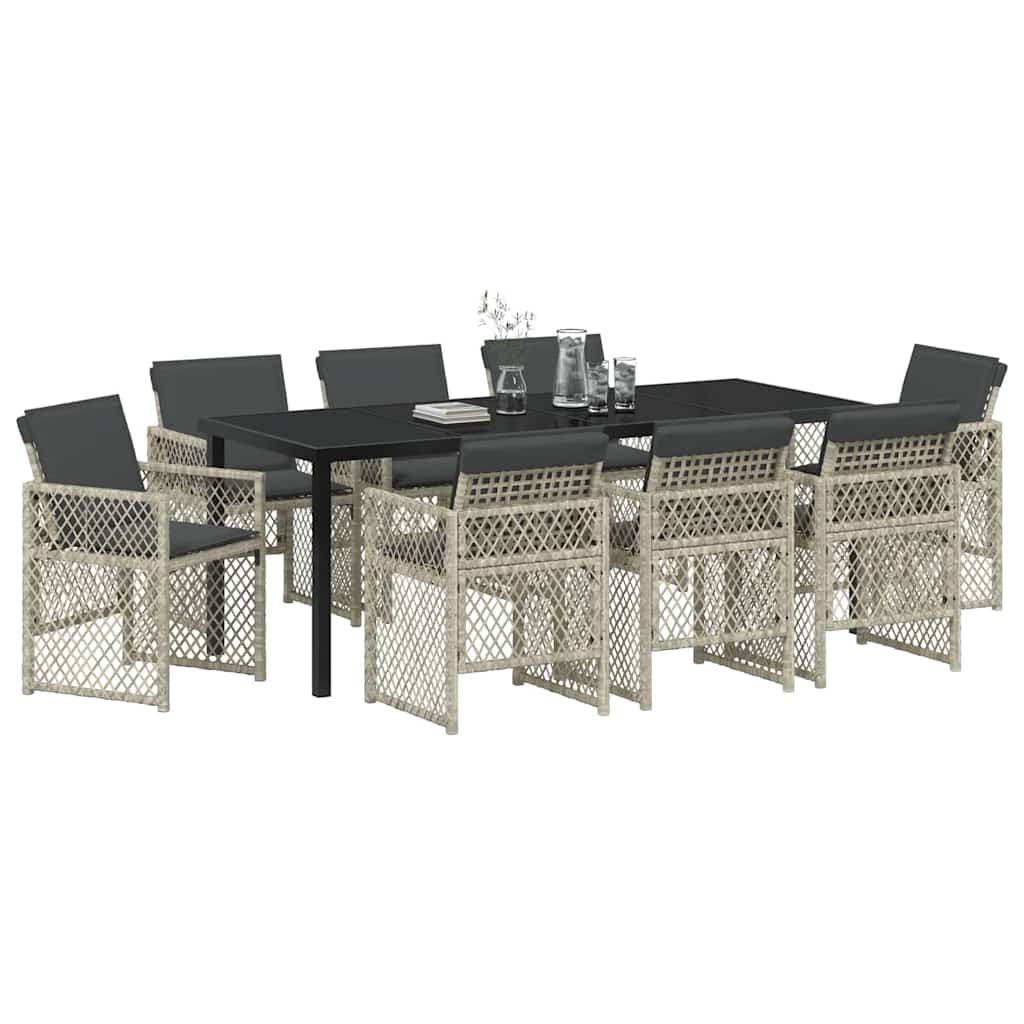 Ensemble de salle à manger pour jardin 9 pcs Gris clair - XIOS