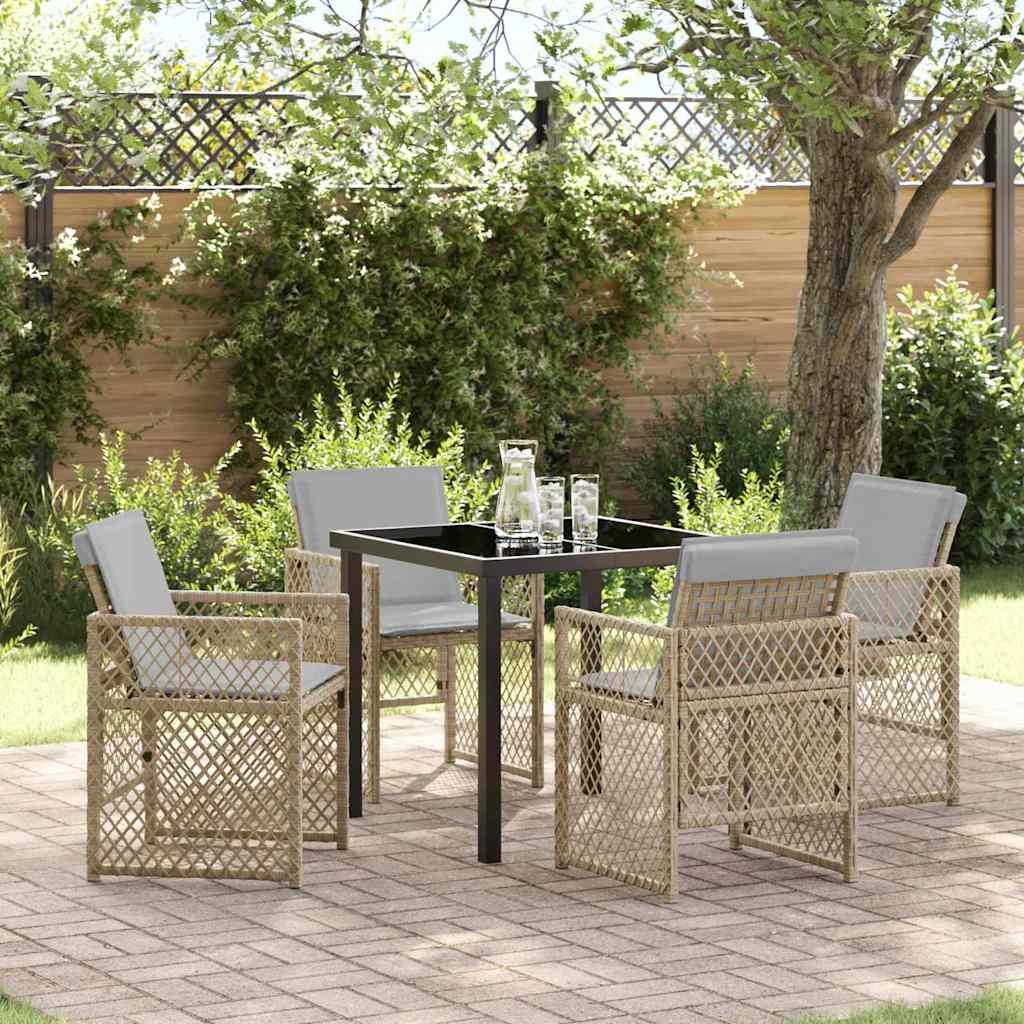Ensemble de salle à manger pour jardin 5 pcs Beige polyrotin - XIOS