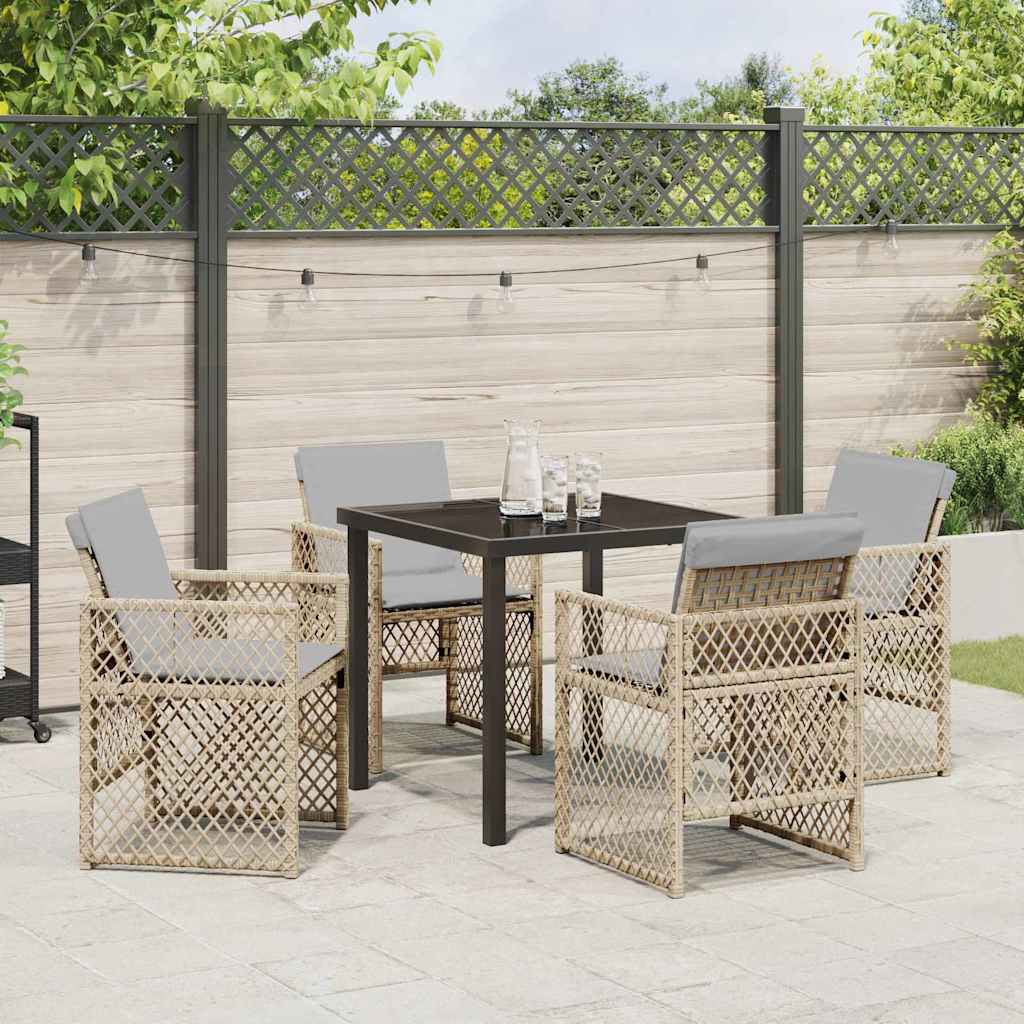 Ensemble de salle à manger pour jardin 5 pcs Beige polyrotin - XIOS